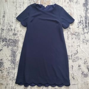 MONTEAU Navy Blue Mini Scalloped Dress Size Medium